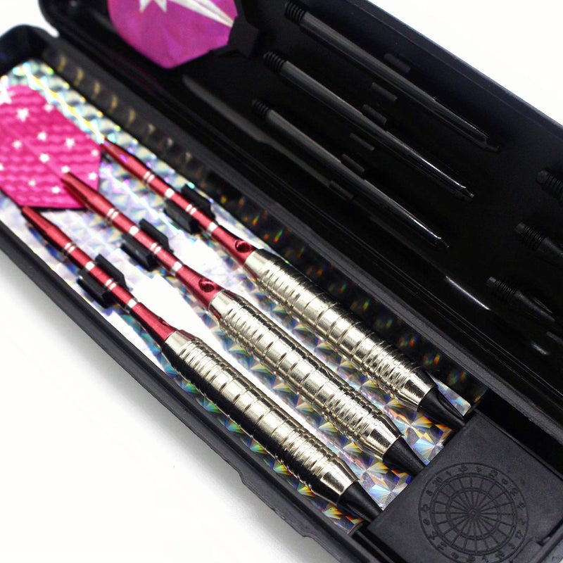 ROOBEEO Soft Tip Darts Set for Electronic Dart Board 18/22g Plastic Tip Darts Set with Brass Barrels&Aluminum Shafts, 6 Flights 3 Spare Plastic Dart Shaft 20 Soft Tips Portable Case (18g-Silver&Pink) - Image 5